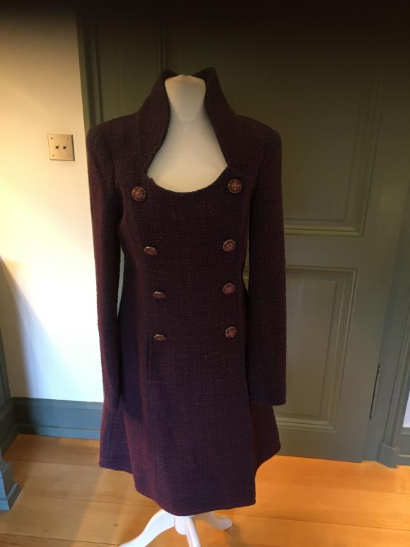 Chanel Purple Tweed Double Breasted Coat
