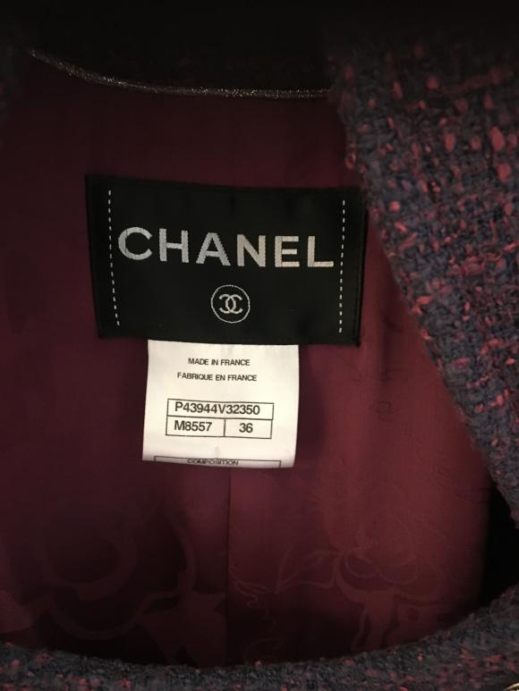 Chanel Purple Tweed Double Breasted Coat