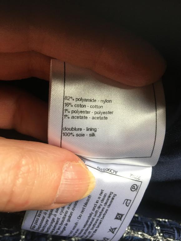 Chanel Marineblauer Tweed-Mantel mit Windowpane-Karo