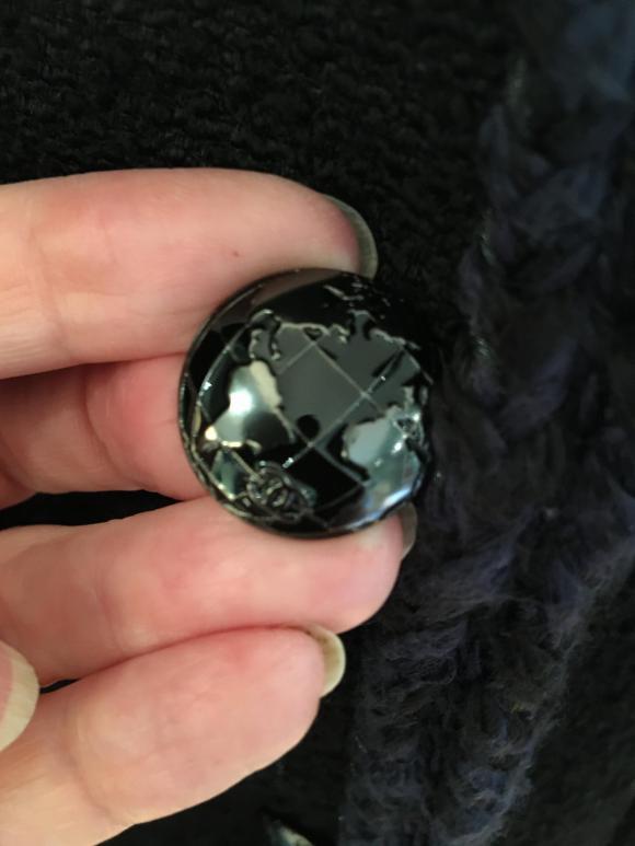 Chanel Manteau en laine garni de tweed noir