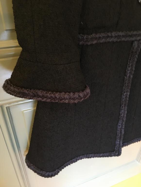 Chanel Manteau en laine garni de tweed noir