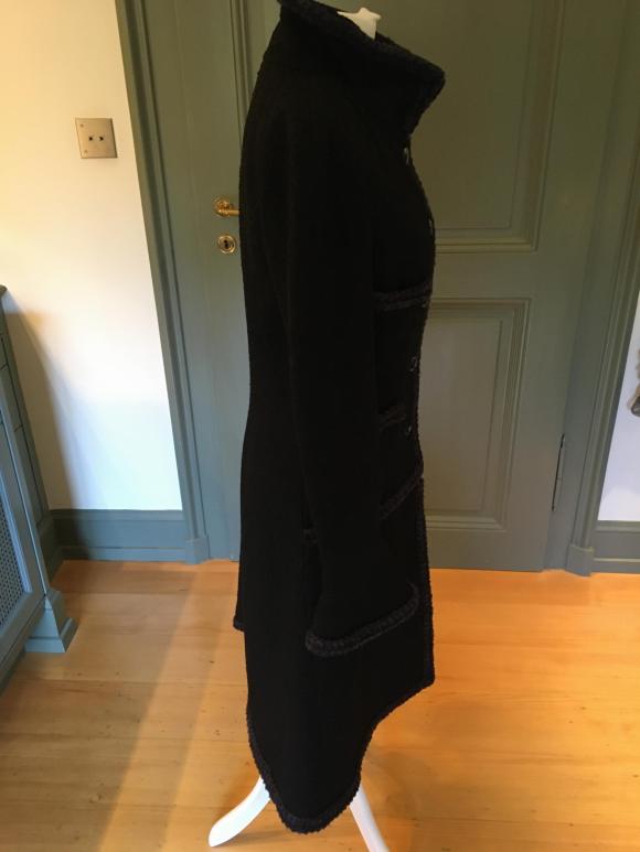 Chanel Manteau en laine garni de tweed noir