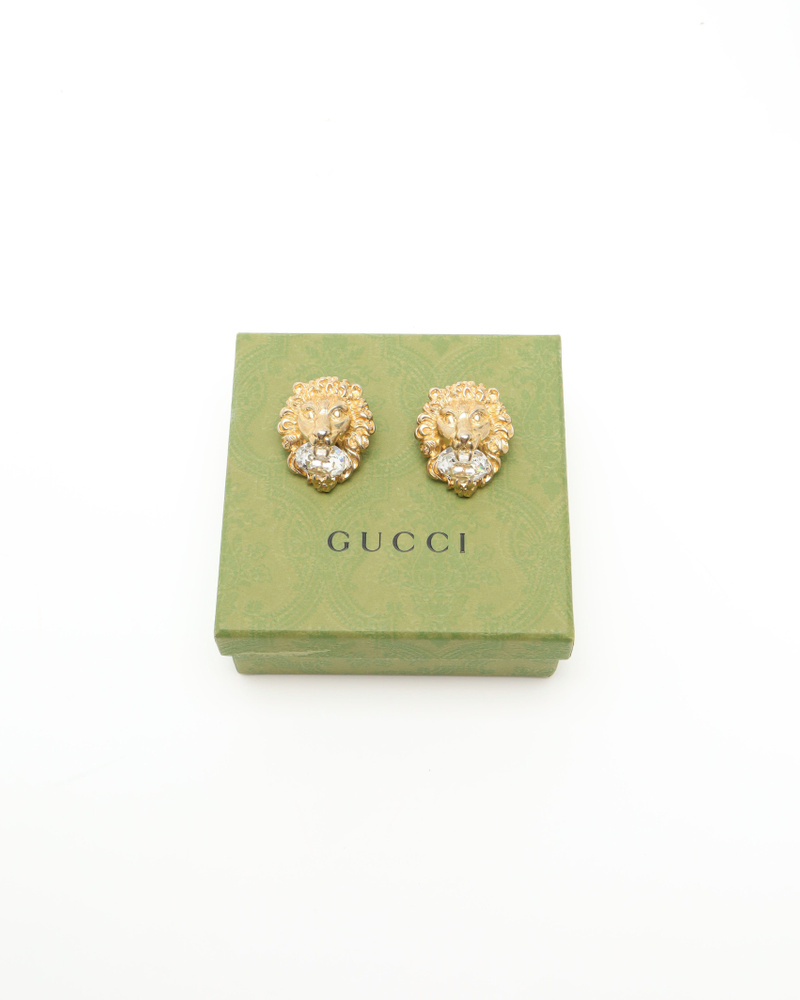 Gucci Lion Rhinestone Clip-on Earrings