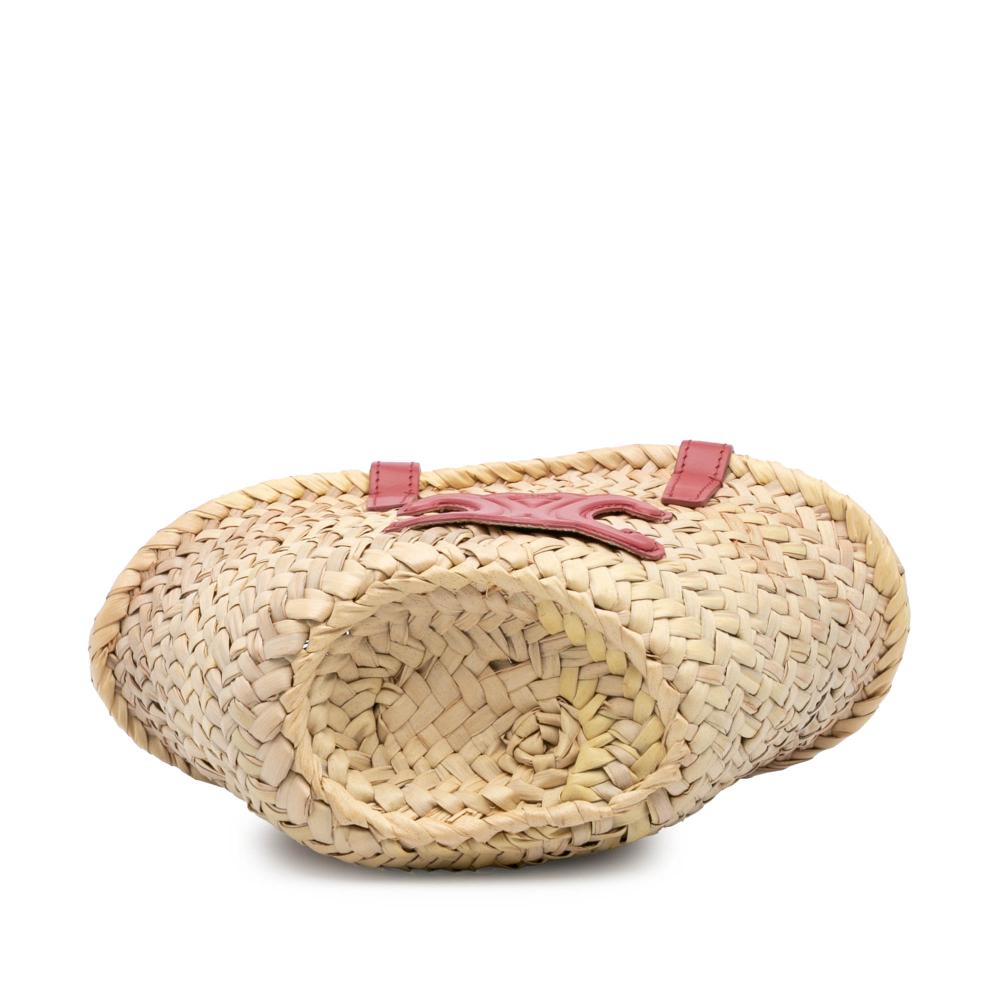 Celine B Celine Brown with Pink Raffia Natural Material Teen Triomphe Classic Panier Morocco
