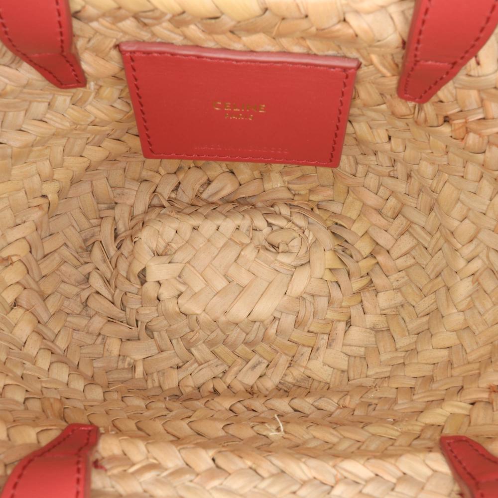 Celine B Celine Brown with Pink Raffia Natural Material Teen Triomphe Classic Panier Morocco