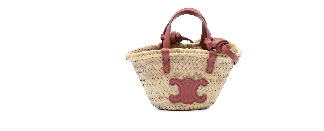 Celine B Celine Brown with Pink Raffia Natural Material Teen Triomphe Classic Panier Morocco