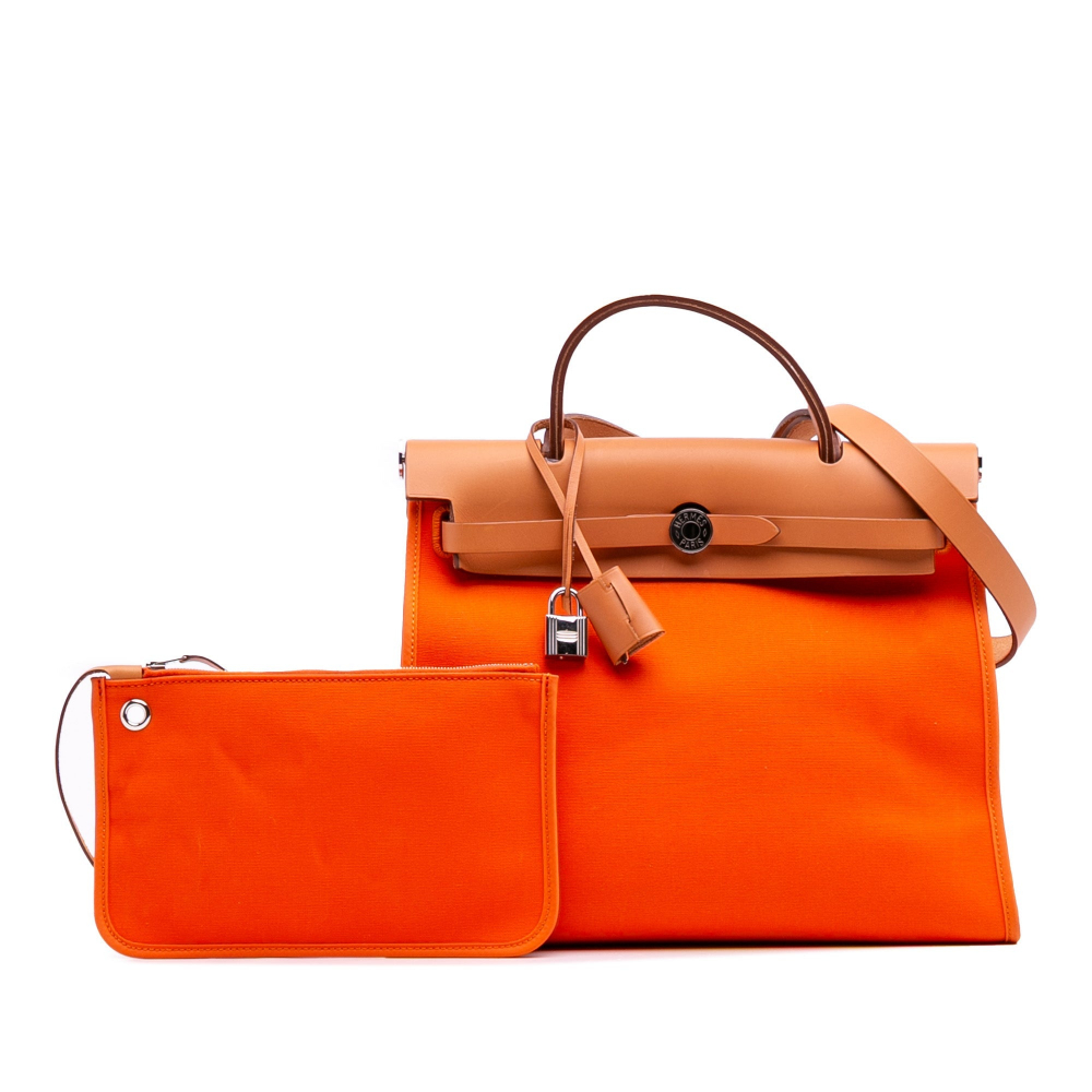 Hermès Herbag PM Canvas 1 Pouch Top-handle Handbag Orange