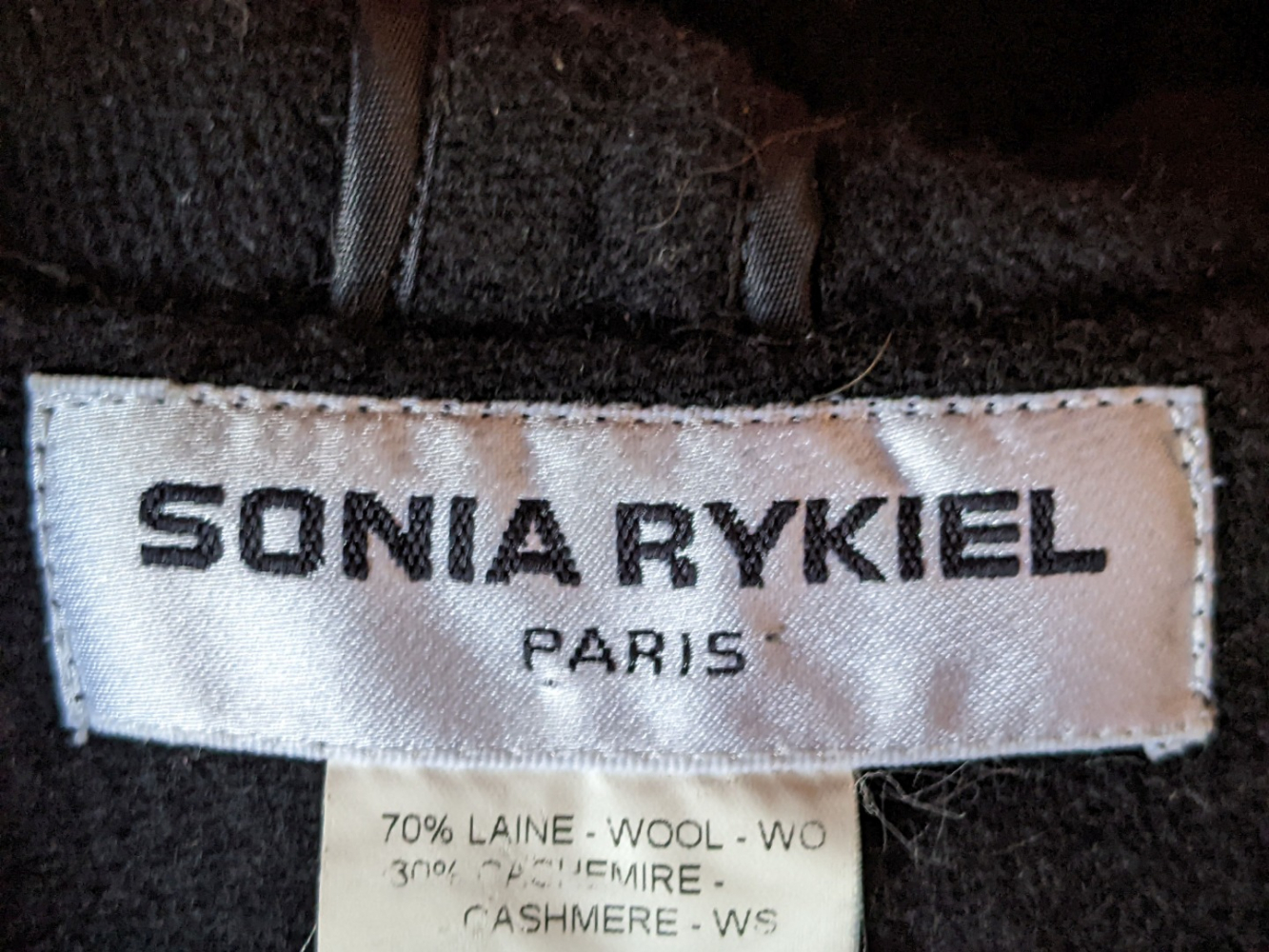 Sonia Rykiel Manteau noir mi-saison 30% cachemire M