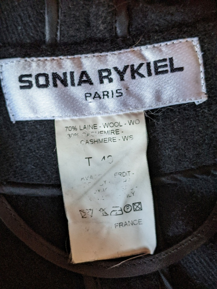 Sonia Rykiel Manteau noir mi-saison 30% cachemire M
