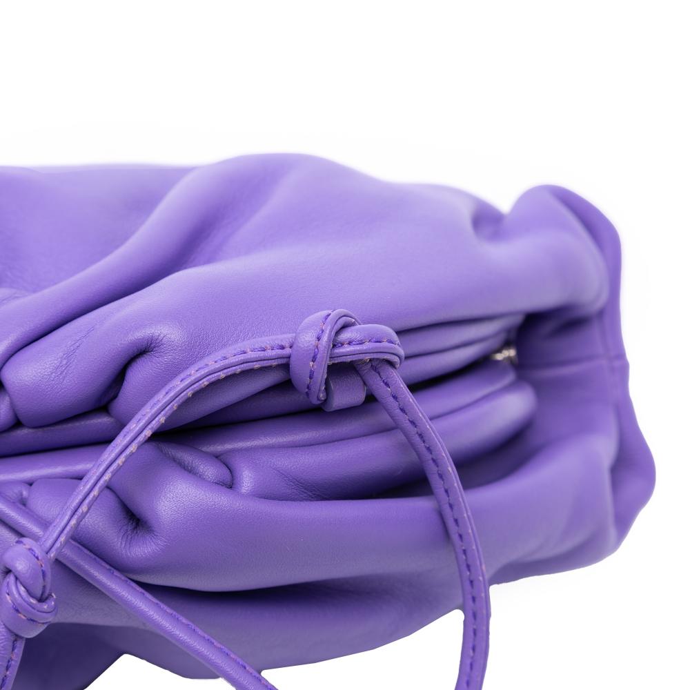 Bottega Veneta AB Bottega Veneta Purple Lambskin Leather Leather Lambskin The Mini Pouch Crossbody Italy