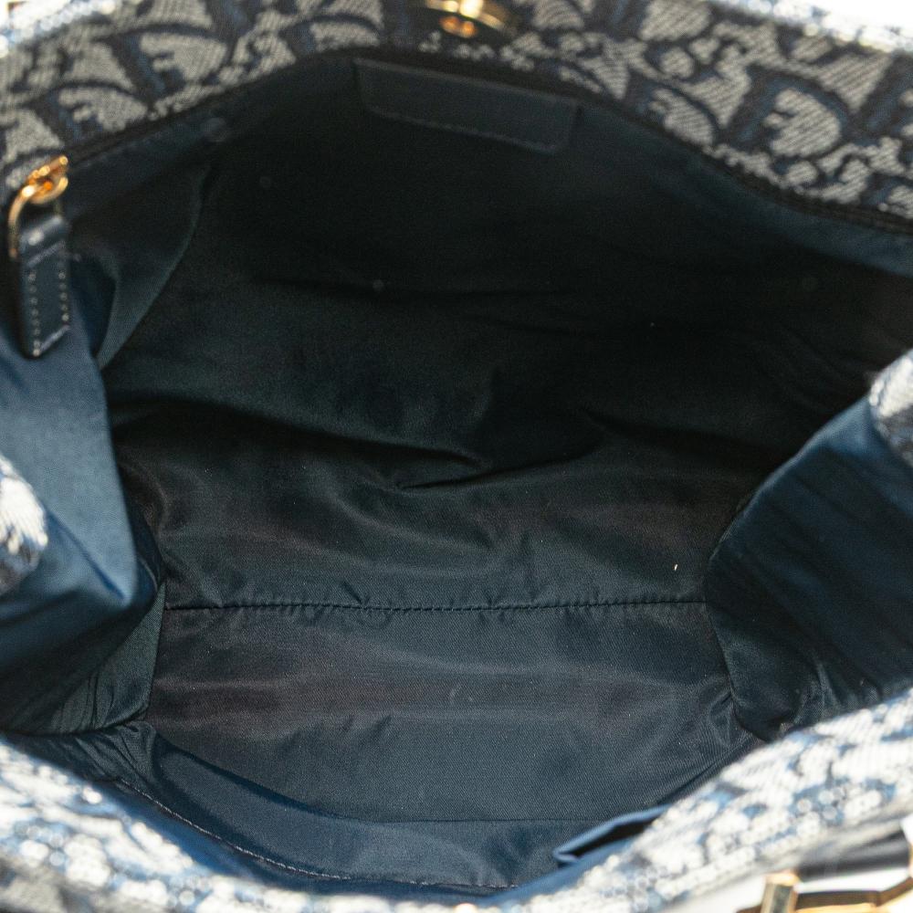 Christian Dior B Dior Blue Canvas Fabric Diorissimo Trotter Tote Italy