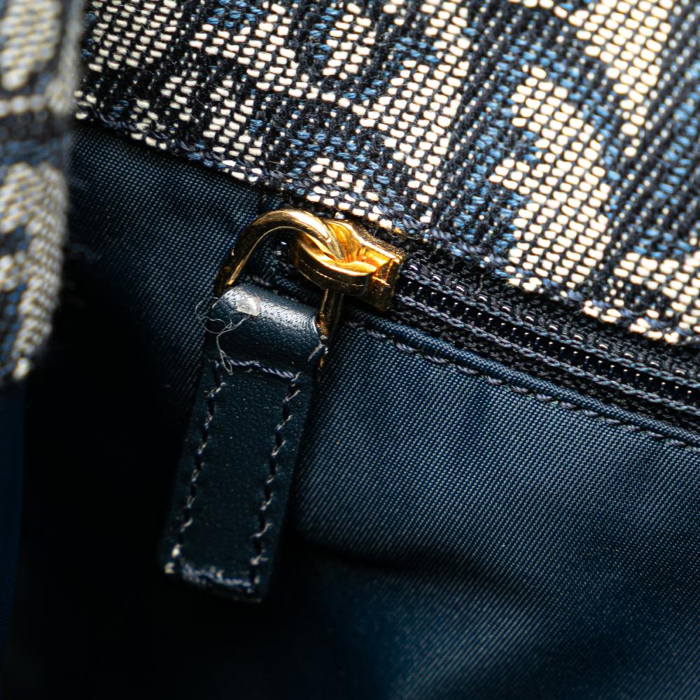 Christian Dior B Dior Blue Canvas Fabric Diorissimo Trotter Tote Italy