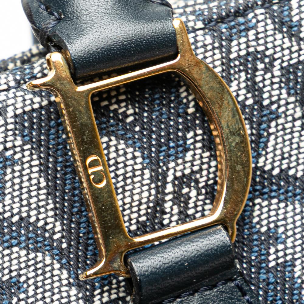 Christian Dior B Dior Blue Canvas Fabric Diorissimo Trotter Tote Italy