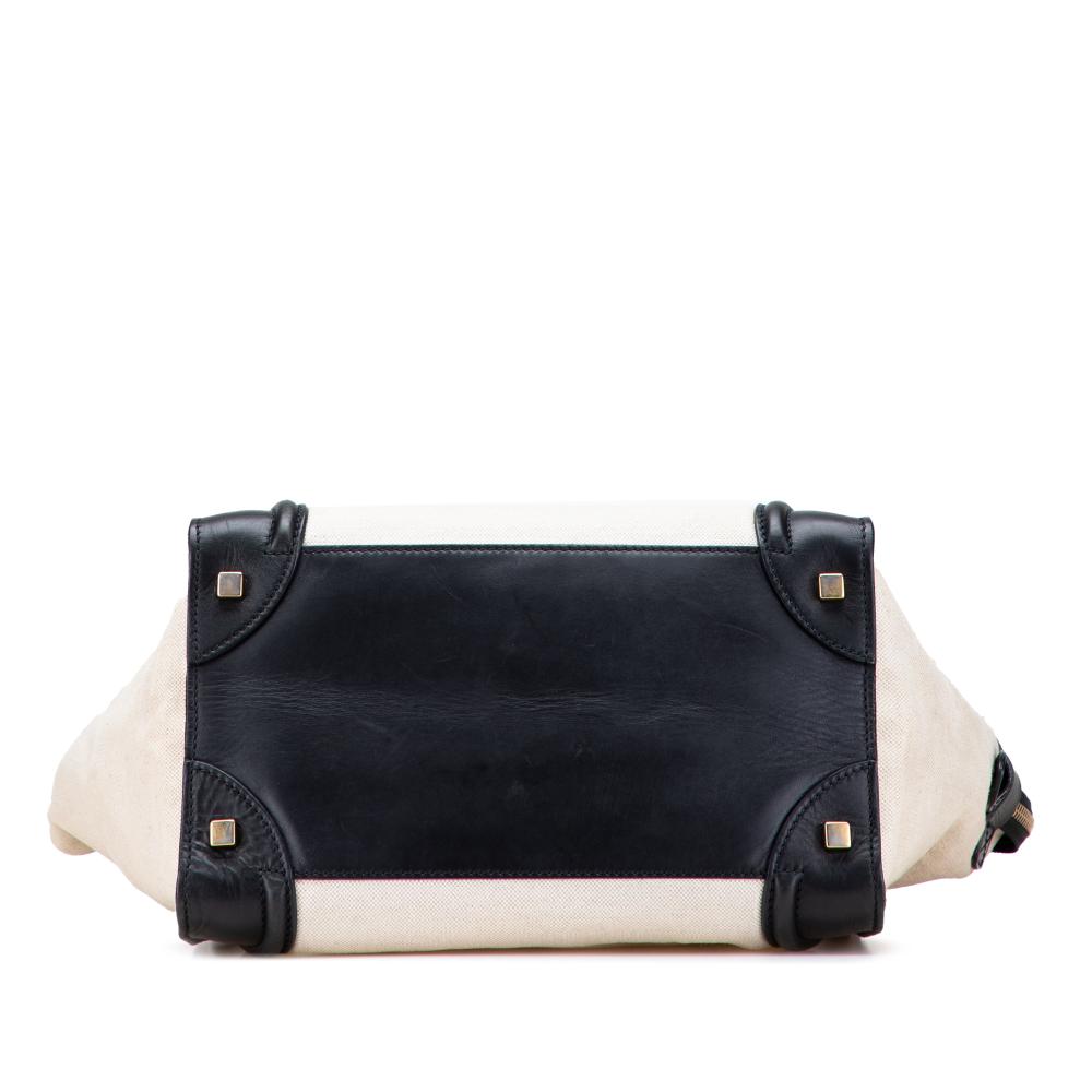 Celine B Celine Brown Light Beige Canvas Fabric Mini Tricolor Luggage Tote Italy