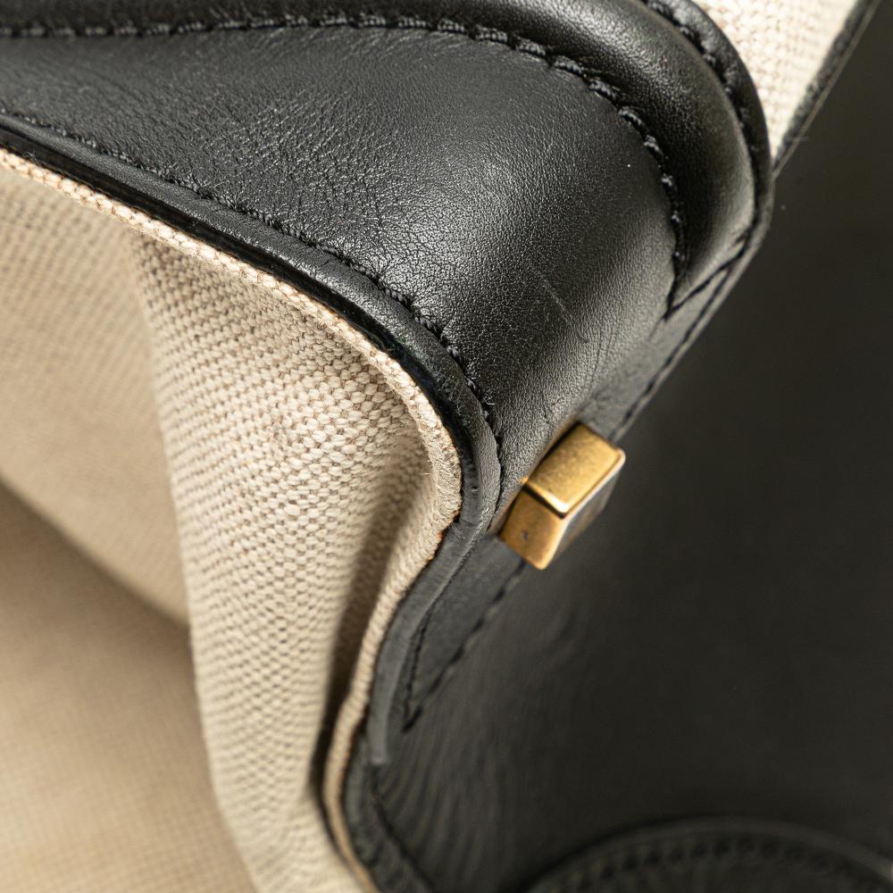 Celine B Celine Brown Light Beige Canvas Fabric Mini Tricolor Luggage Tote Italy