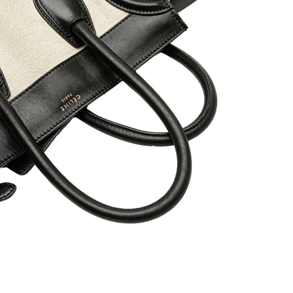 Celine B Celine Brown Light Beige Canvas Fabric Mini Tricolor Luggage Tote Italy