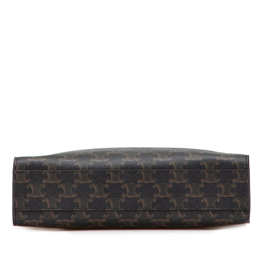 Celine AB Celine Brown Dark Brown Coated Canvas Fabric Small Triomphe Vertical Cabas Tote Italy