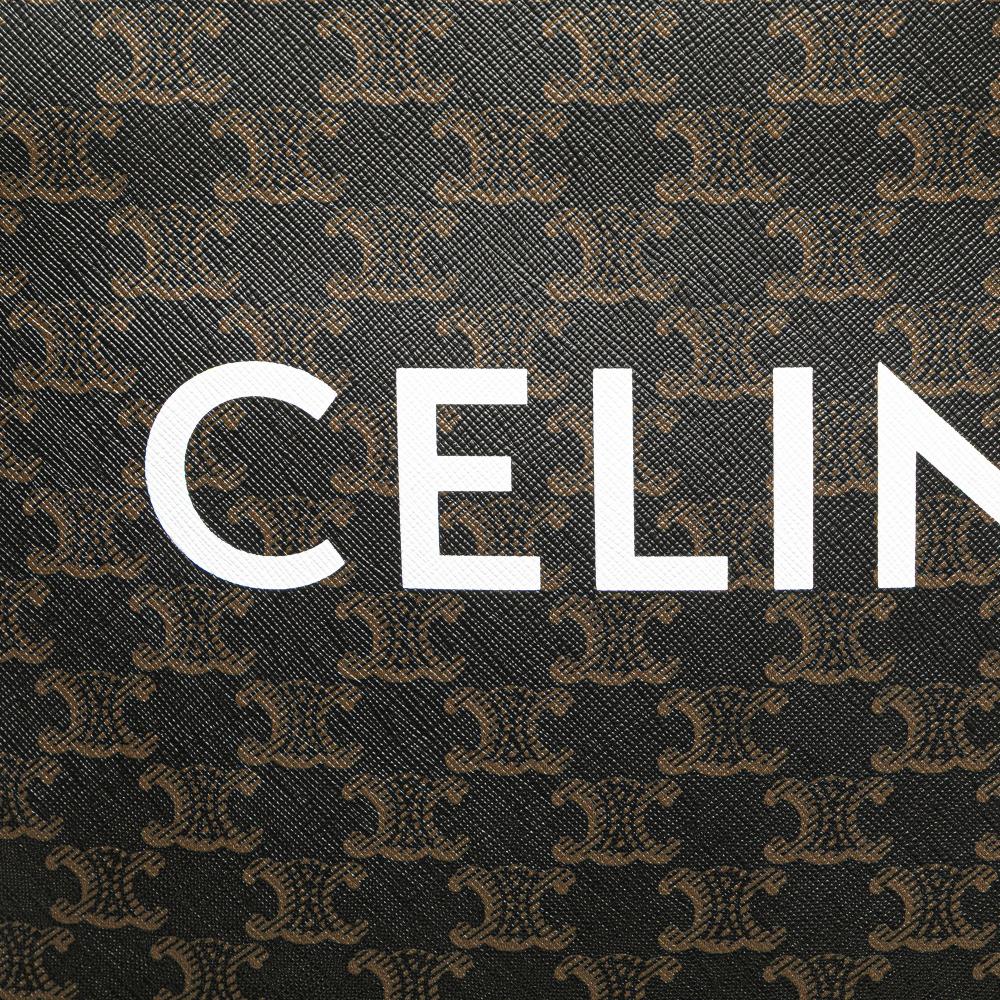Celine AB Celine Brown Dark Brown Coated Canvas Fabric Small Triomphe Vertical Cabas Tote Italy