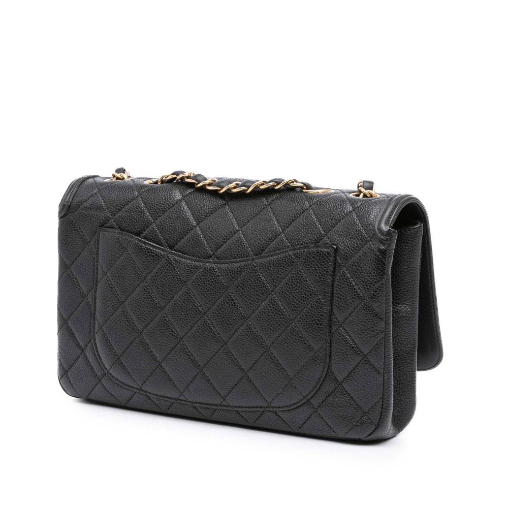 Chanel B Chanel Black Caviar Leather Leather Medium Caviar CC Filigree Flap Italy