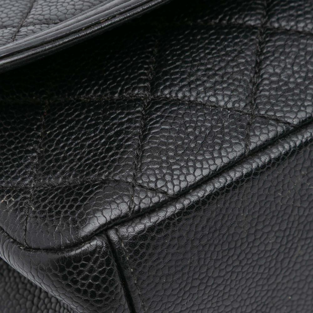 Chanel B Chanel Black Caviar Leather Leather Medium Caviar CC Filigree Flap Italy