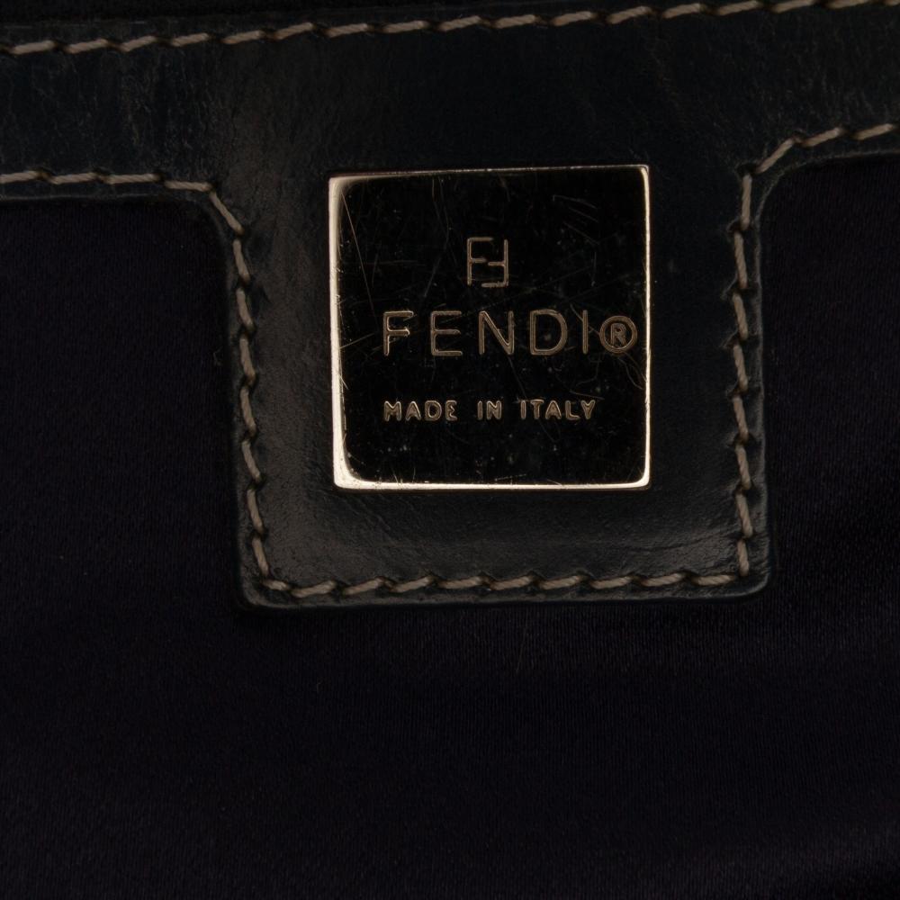 Fendi B Fendi Gray Canvas Fabric Small Zucchino Twins Tote Italy