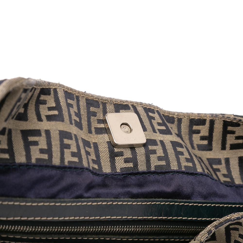 Fendi B Fendi Gray Canvas Fabric Small Zucchino Twins Tote Italy