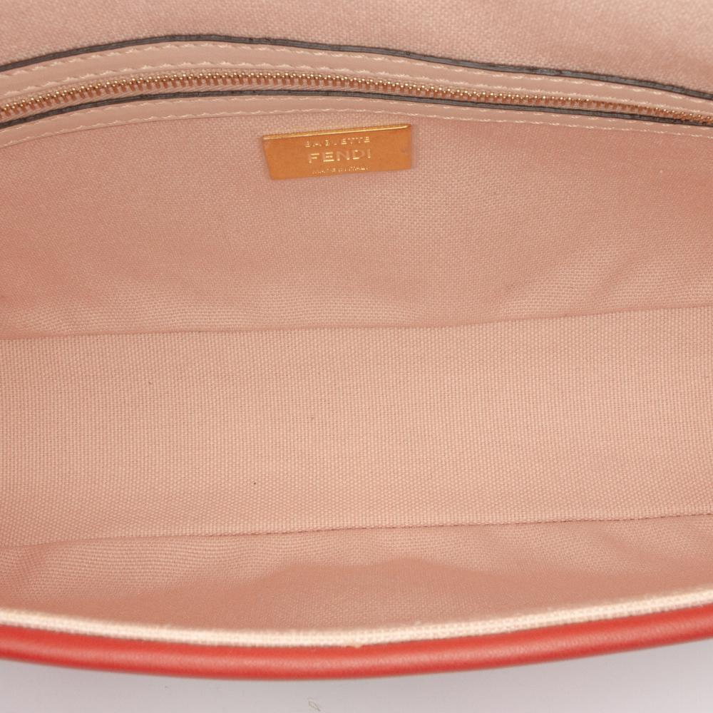 Fendi AB Fendi Pink Canvas Fabric Zucca Embroidered Baguette Satchel Italy