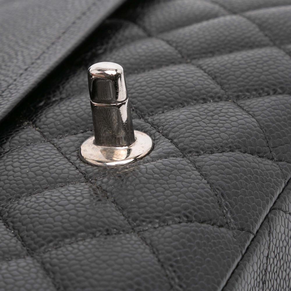 Chanel B Chanel Black Caviar Leather Leather Medium Classic Caviar Double Flap France