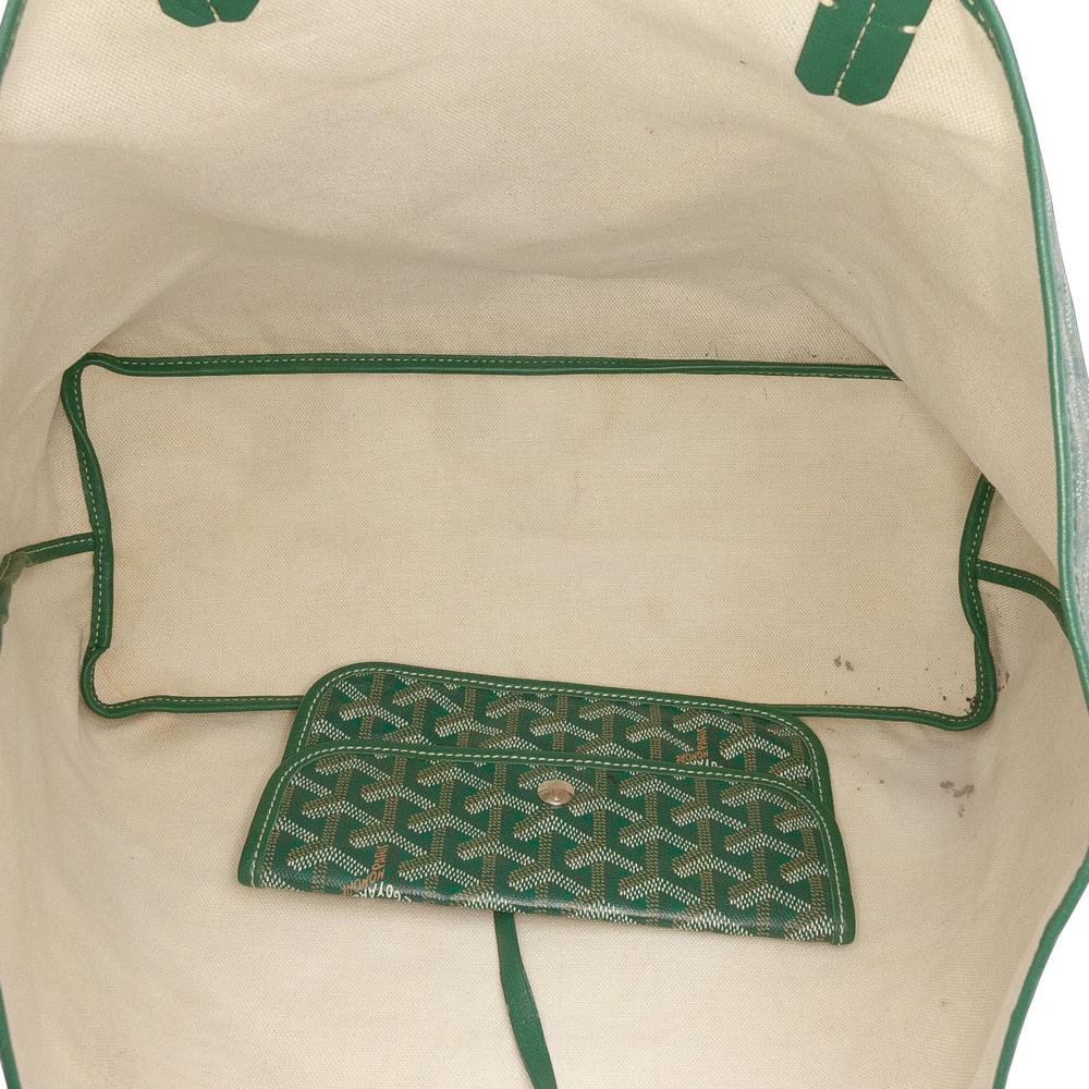 Goyard B Goyard Green Coated Canvas Fabric Goyardine Saint Louis PM France