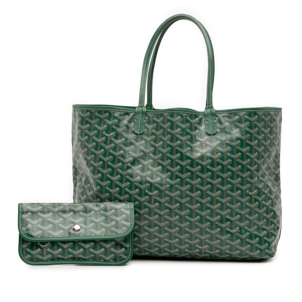 Goyard B Goyard Green Coated Canvas Fabric Goyardine Saint Louis PM France