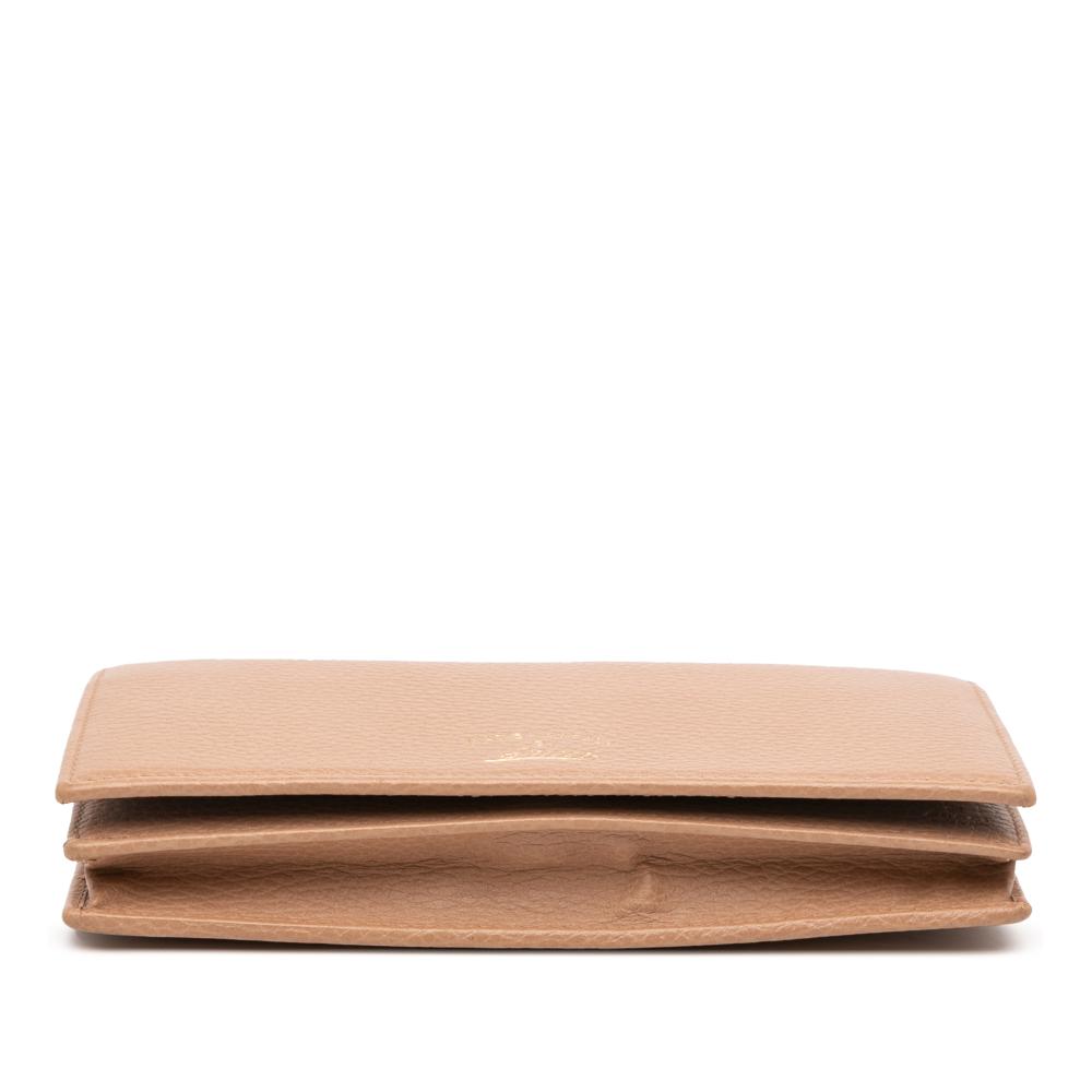 Gucci B Gucci Brown Light Brown Calf Leather Dollar skin Swing Wallet On Strap Italy