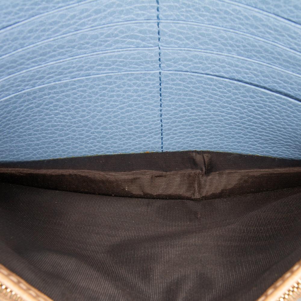 Gucci B Gucci Brown Light Brown Calf Leather Dollar skin Swing Wallet On Strap Italy