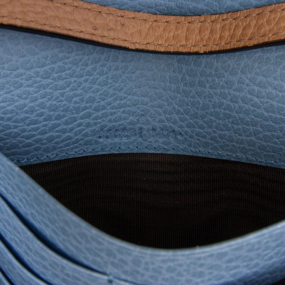 Gucci B Gucci Brown Light Brown Calf Leather Dollar skin Swing Wallet On Strap Italy