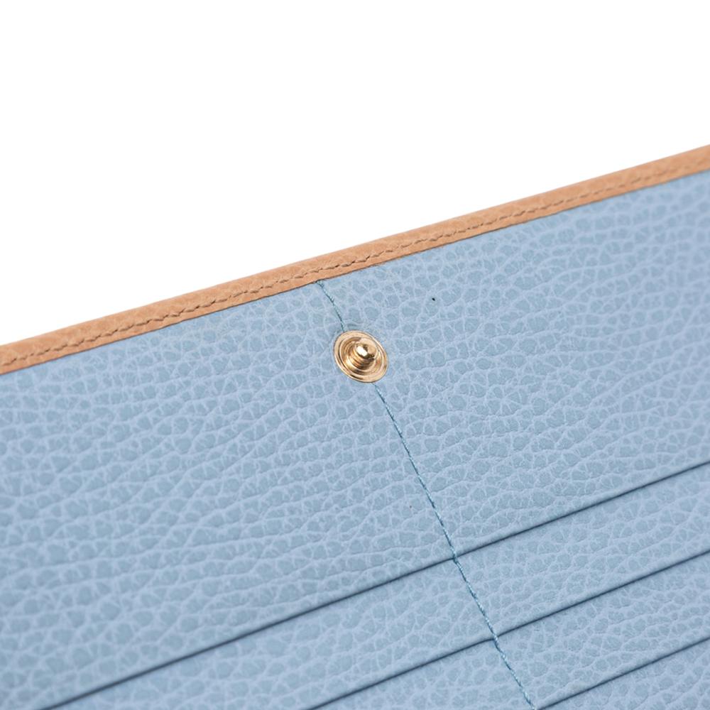 Gucci B Gucci Brown Light Brown Calf Leather Dollar skin Swing Wallet On Strap Italy