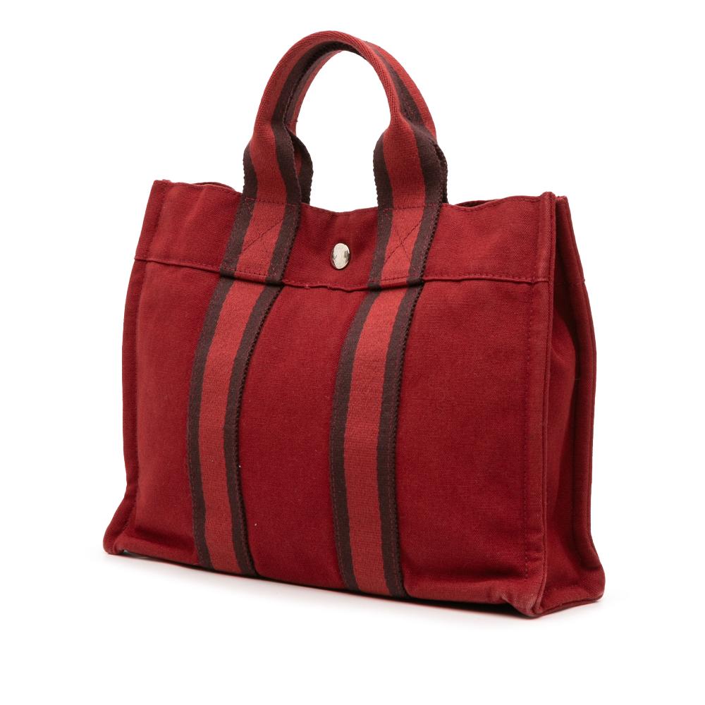 Hermès B Hermès Red Canvas Fabric Fourre Tout PM France