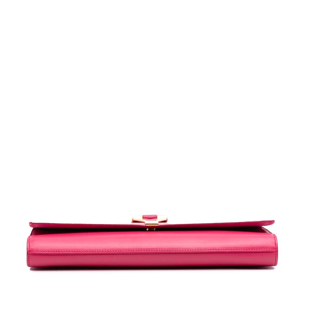 Saint Laurent B Saint Laurent Pink Hot Pink Calf Leather Chyc Ligne Clutch Italy