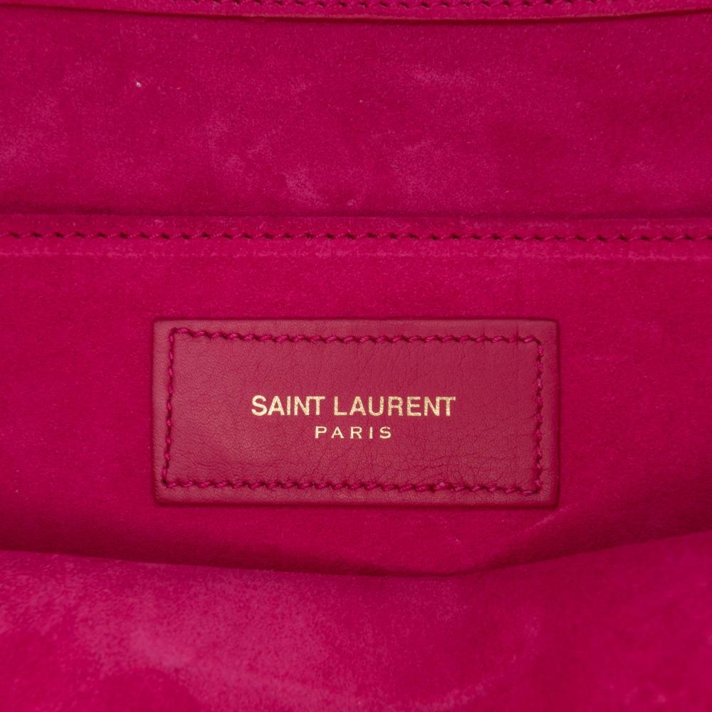 Saint Laurent B Saint Laurent Pink Hot Pink Calf Leather Chyc Ligne Clutch Italy
