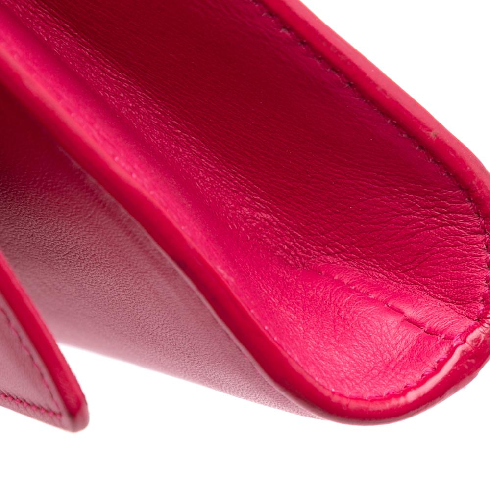 Saint Laurent B Saint Laurent Pink Hot Pink Calf Leather Chyc Ligne Clutch Italy