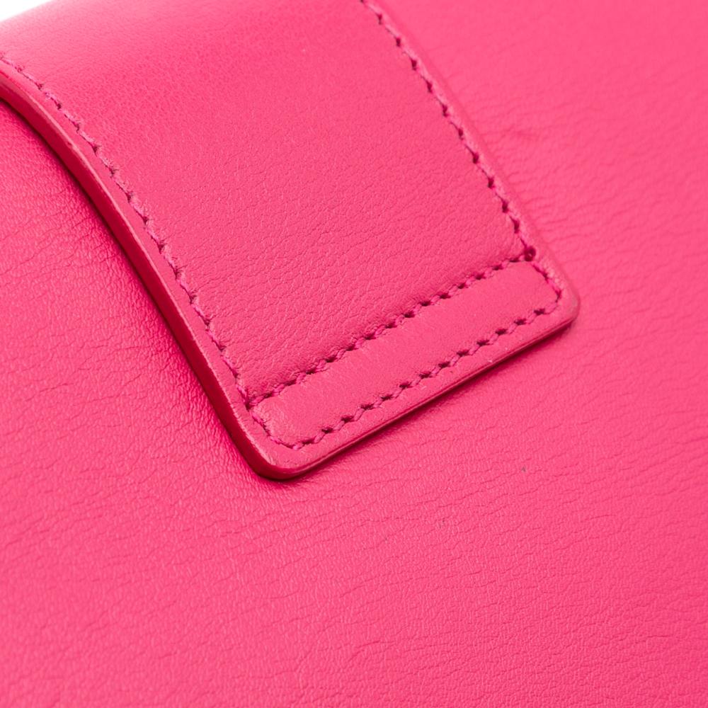 Saint Laurent B Saint Laurent Pink Hot Pink Calf Leather Chyc Ligne Clutch Italy