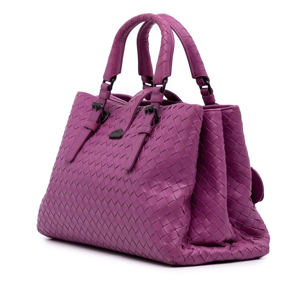 Bottega Veneta B Bottega Veneta Purple Magenta Nappa Leather Leather Small Nappa Intrecciato Roma Satchel Italy