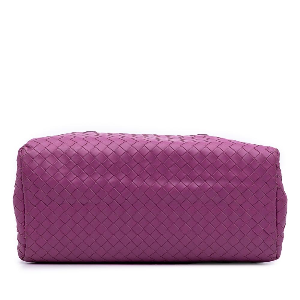 Bottega Veneta B Bottega Veneta Purple Magenta Nappa Leather Leather Small Nappa Intrecciato Roma Satchel Italy