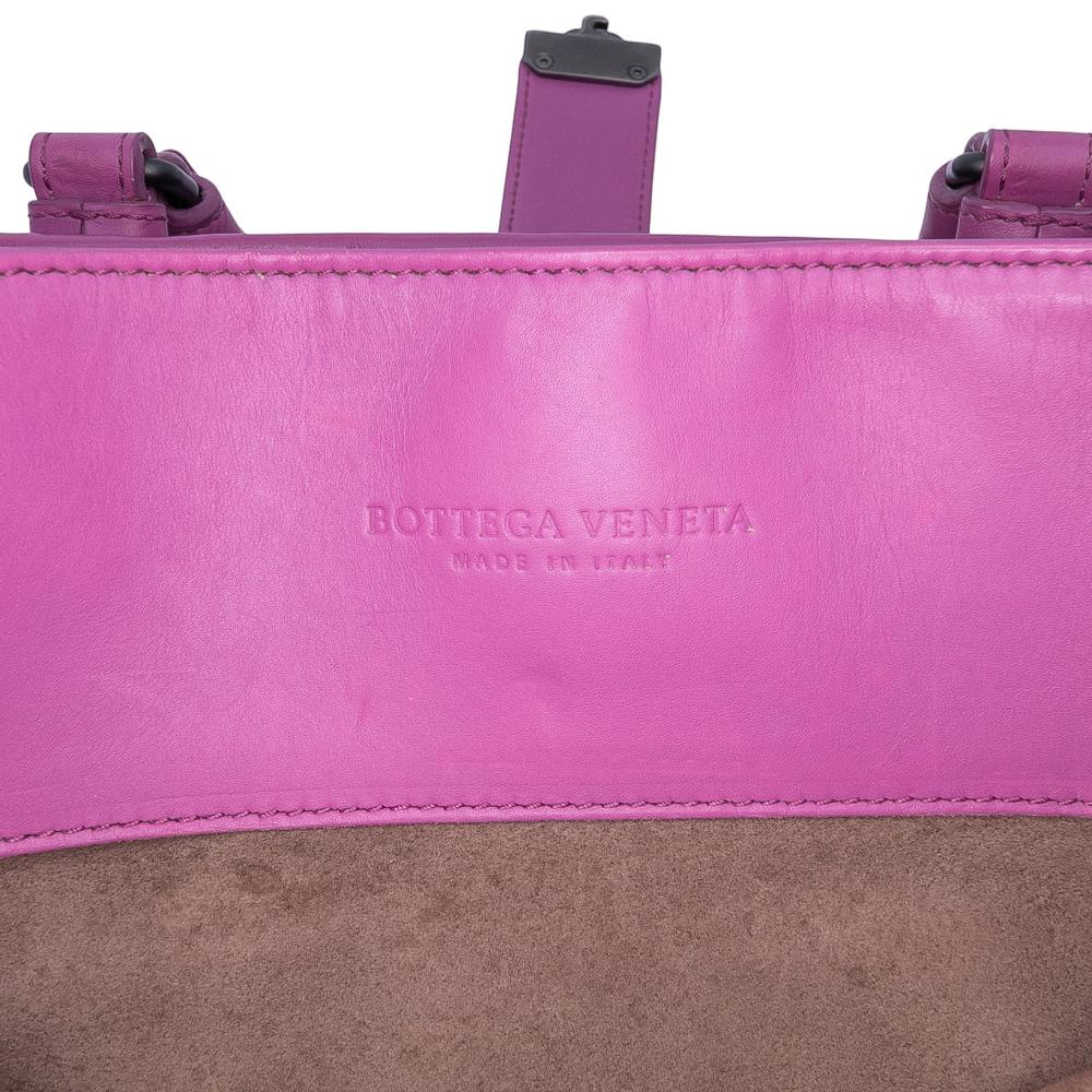 Bottega Veneta B Bottega Veneta Purple Magenta Nappa Leather Leather Small Nappa Intrecciato Roma Satchel Italy