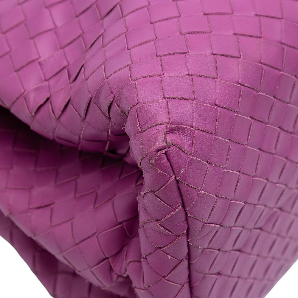 Bottega Veneta B Bottega Veneta Purple Magenta Nappa Leather Leather Small Nappa Intrecciato Roma Satchel Italy