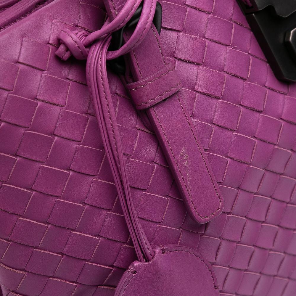 Bottega Veneta B Bottega Veneta Purple Magenta Nappa Leather Leather Small Nappa Intrecciato Roma Satchel Italy