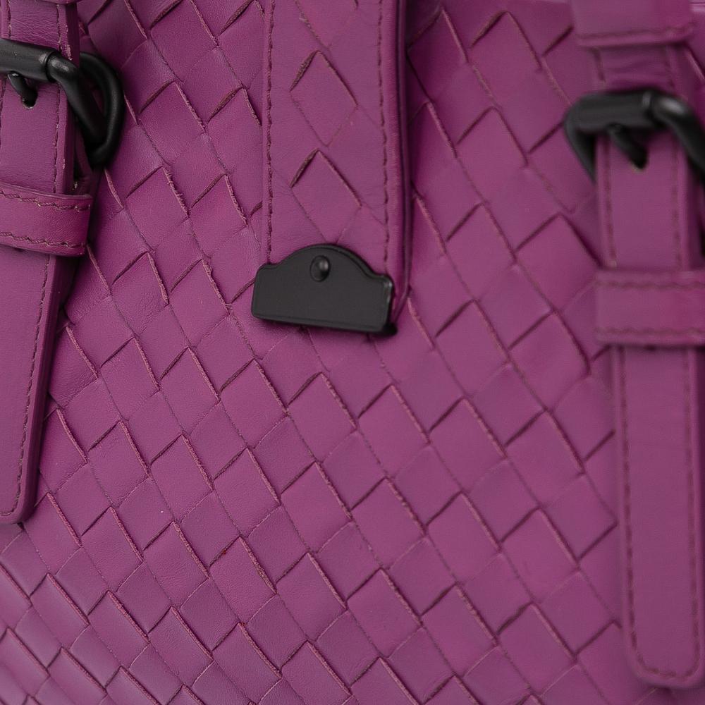 Bottega Veneta B Bottega Veneta Purple Magenta Nappa Leather Leather Small Nappa Intrecciato Roma Satchel Italy
