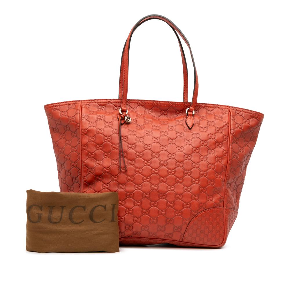 Gucci B Gucci Orange Calf Leather Guccissima Bree Tote Italy