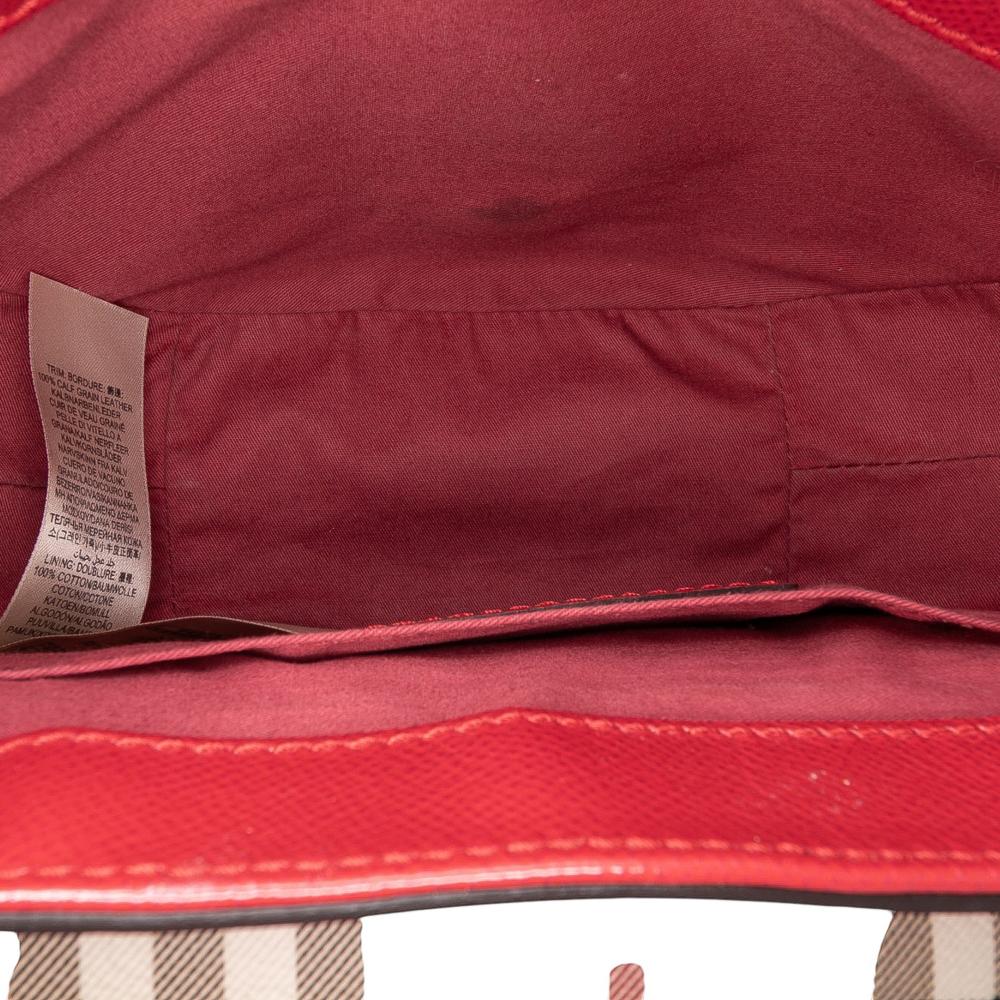 Burberry B Burberry Red Patent Leather Leather and Haymarket Check Coated Canvas Maydown Crossbody Italy
