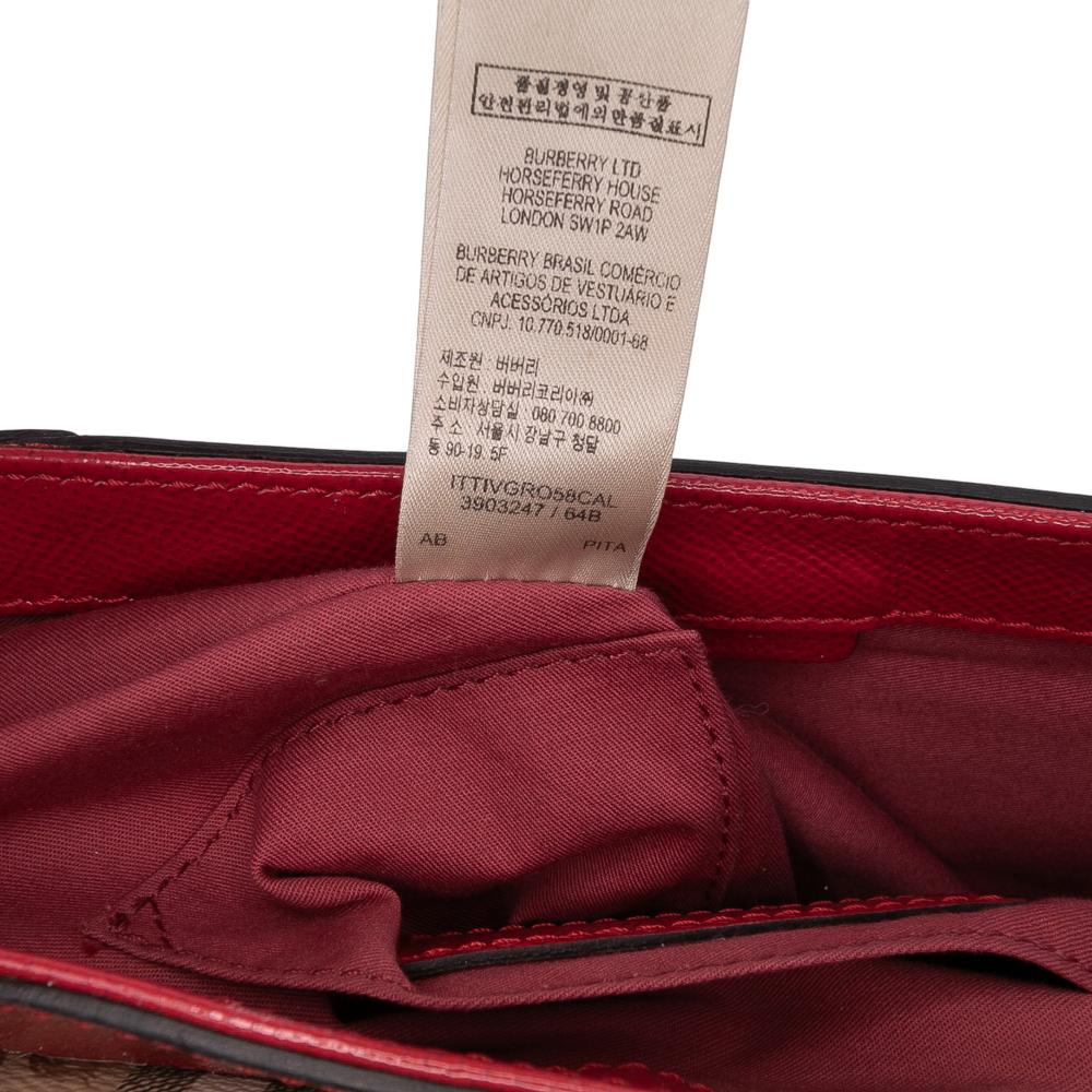 Burberry B Burberry Red Patent Leather Leather and Haymarket Check Coated Canvas Maydown Crossbody Italy