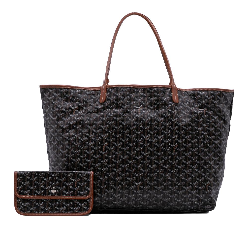 Goyard B Goyard Black Coated Canvas Fabric Goyardine Saint Louis GM France