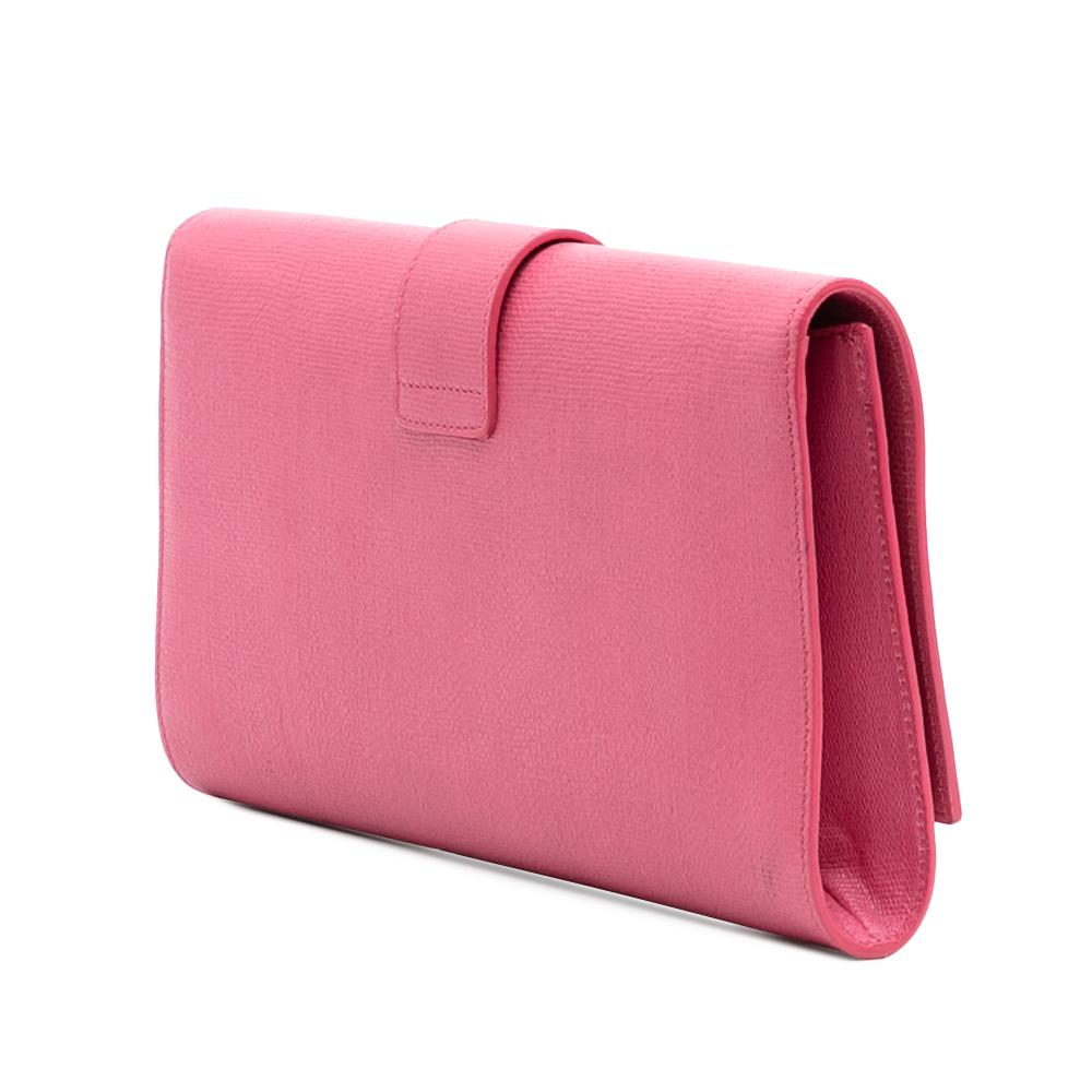 Saint Laurent B Saint Laurent Pink Calf Leather Textured skin Chyc Ligne Clutch Italy